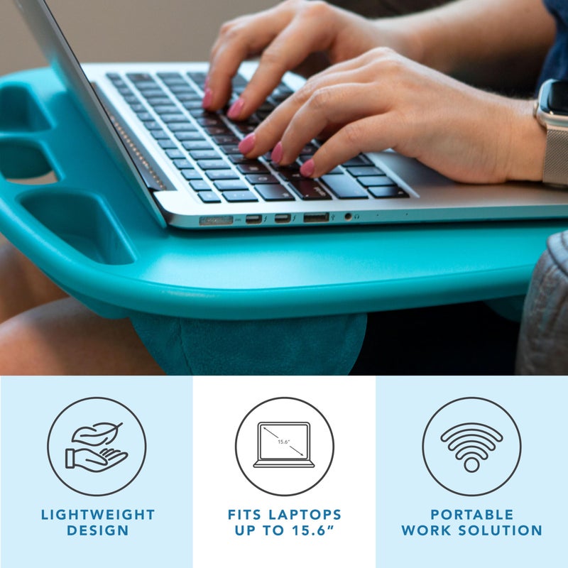LAPGEAR MyDesk Lap Desk with Device Ledge and Phone Holder - Turquoise - Fits up to 15.6 Inch Laptops - Style No. 44449 - Image 2